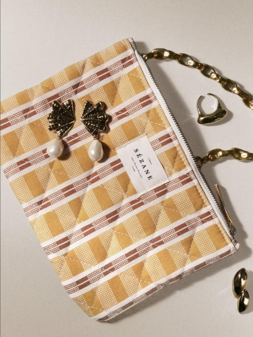 Sezane Cosmetic Zippered Pouch NEW